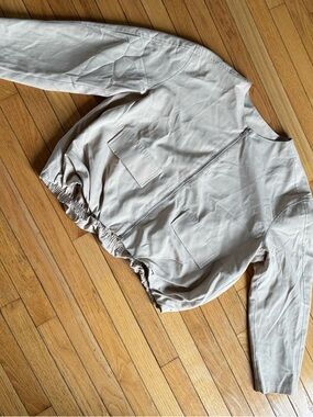 Light Taupe Bomber Jacket - Casual Zip Front